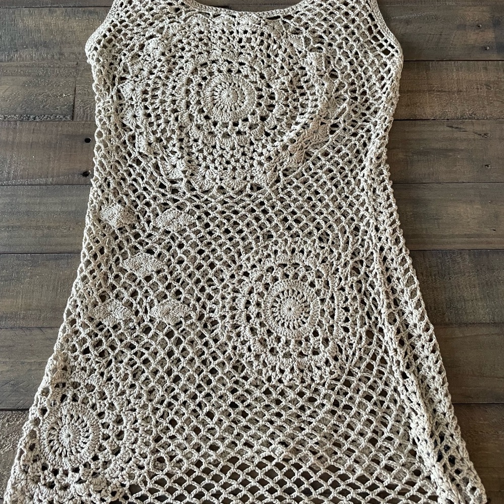 BCBGMaxAzria Beige Crochet Cover Up/Dress